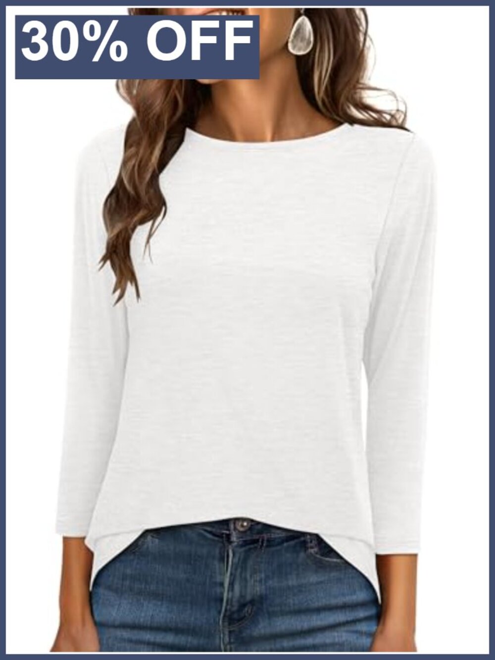 Women 3/4 Sleeve T-Shirt Boat Neck Regular Fit Soft Pullover Top